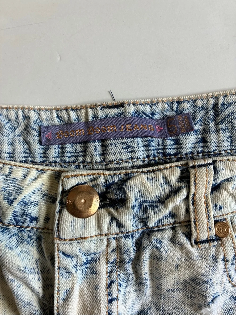 Boom Boom Jeans Bleached Blue Distressed Denim Shorts
